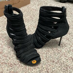 Donald Pliner leather cage heel stiletto heels